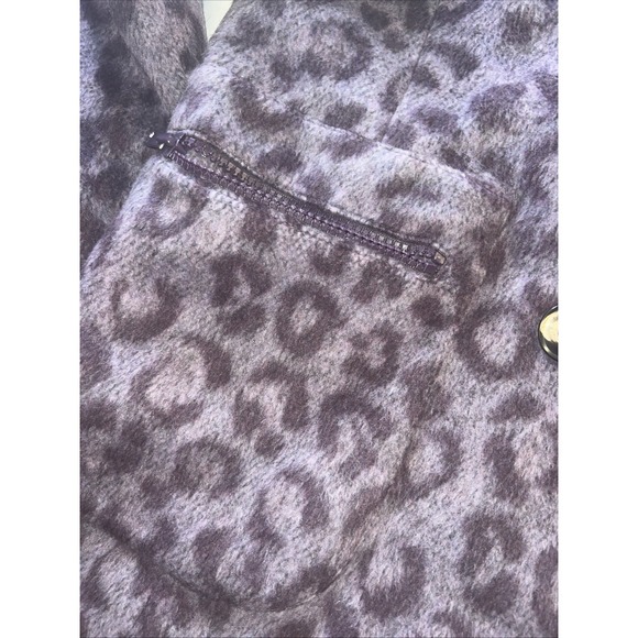 Kate Spade Womens Sz 12 new York Purple Brushed Leopard Peacoat Coat Soft 226 - Picture 4 of 13